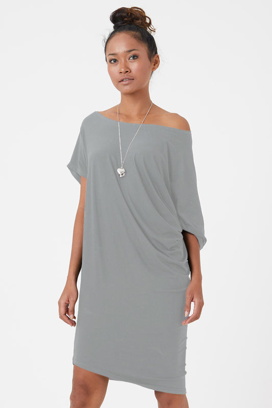 Women’s organic jersey dress in stone colour