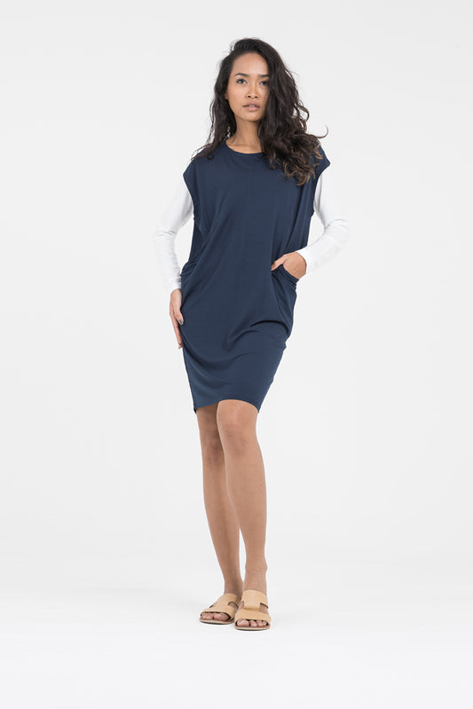 Ladies organic dresses - Billie tunic in navy by Donnah