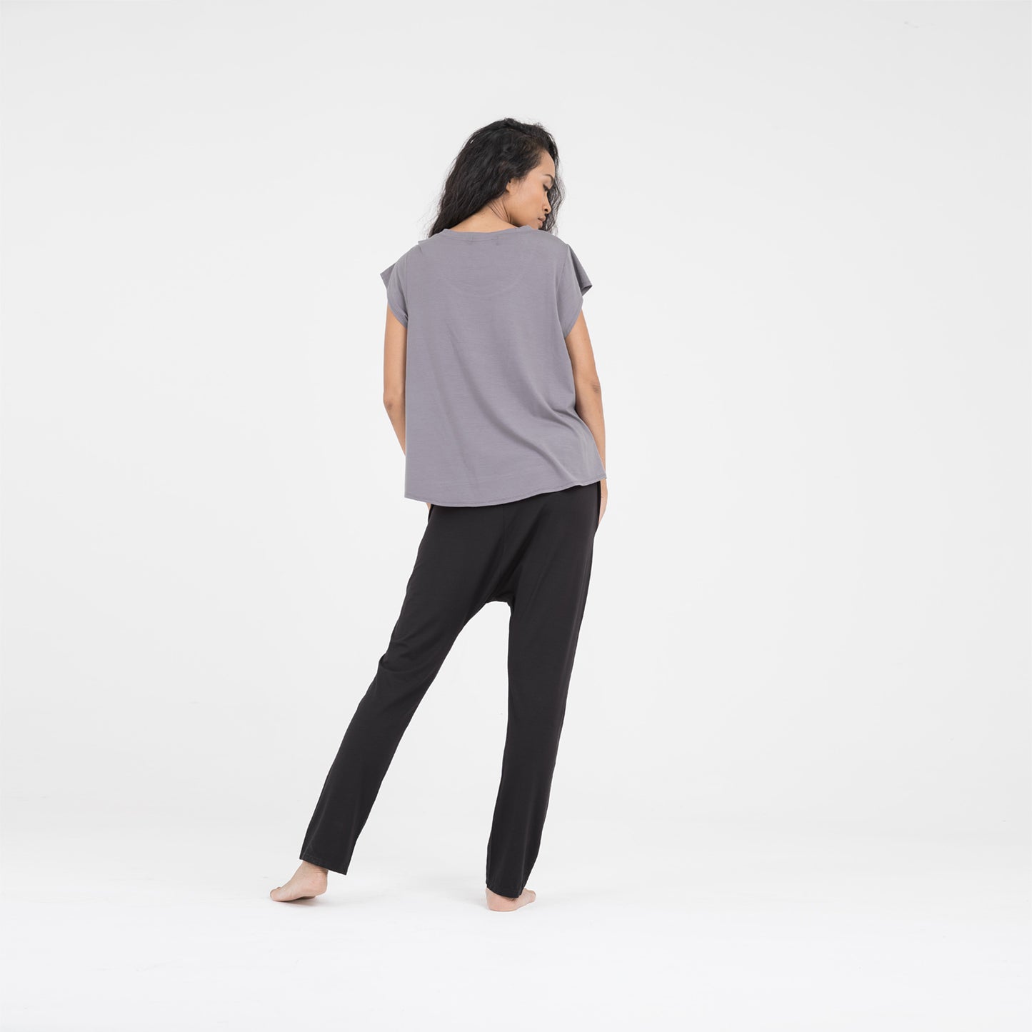 Greta Jerssey Swing Top in Taupe