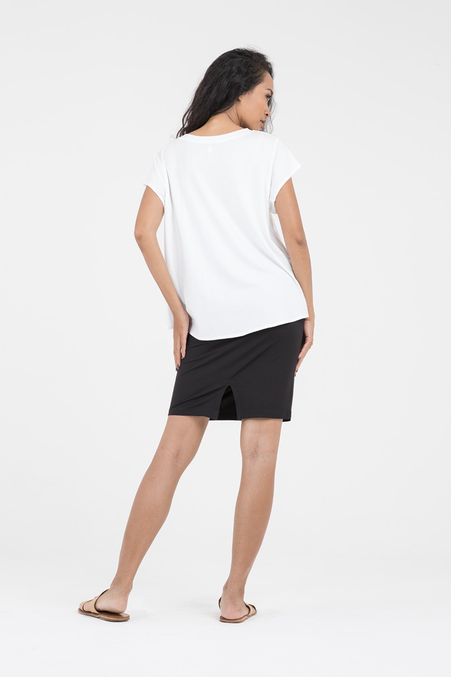 Greta Jersey Swing Top in White