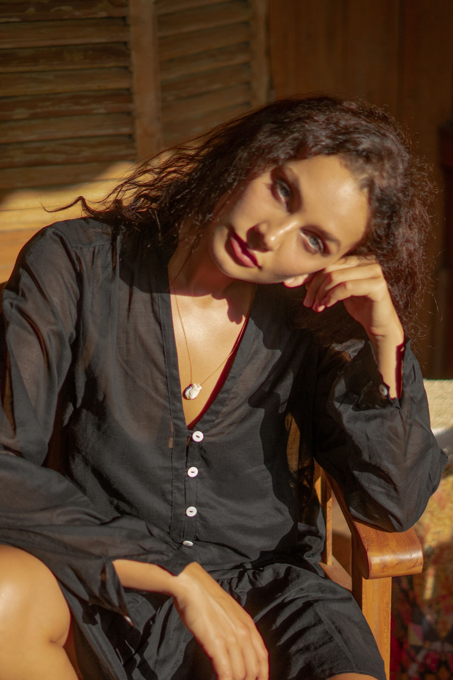 Black Cotton Boho Dress With Bottom Frill | Mia