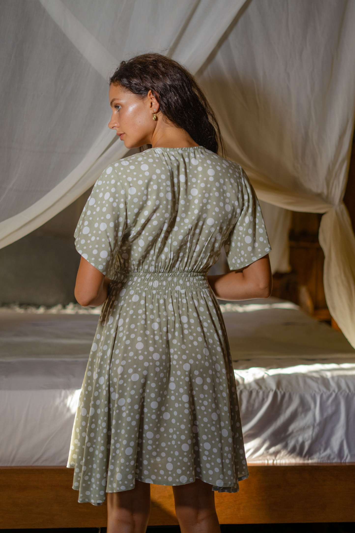 Lexi Crossover Polka Dot Dress