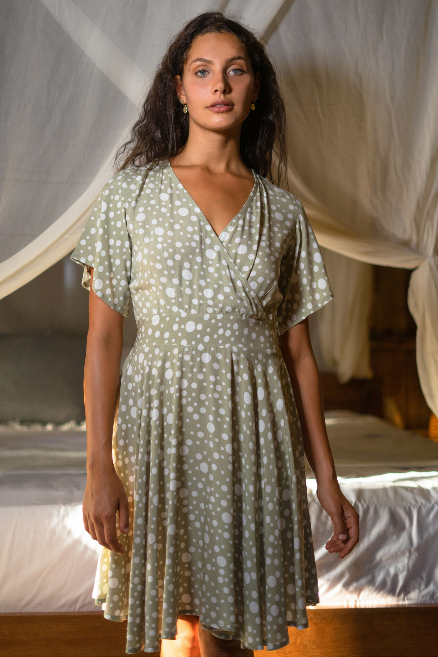 Lexi Crossover Polka Dot Dress