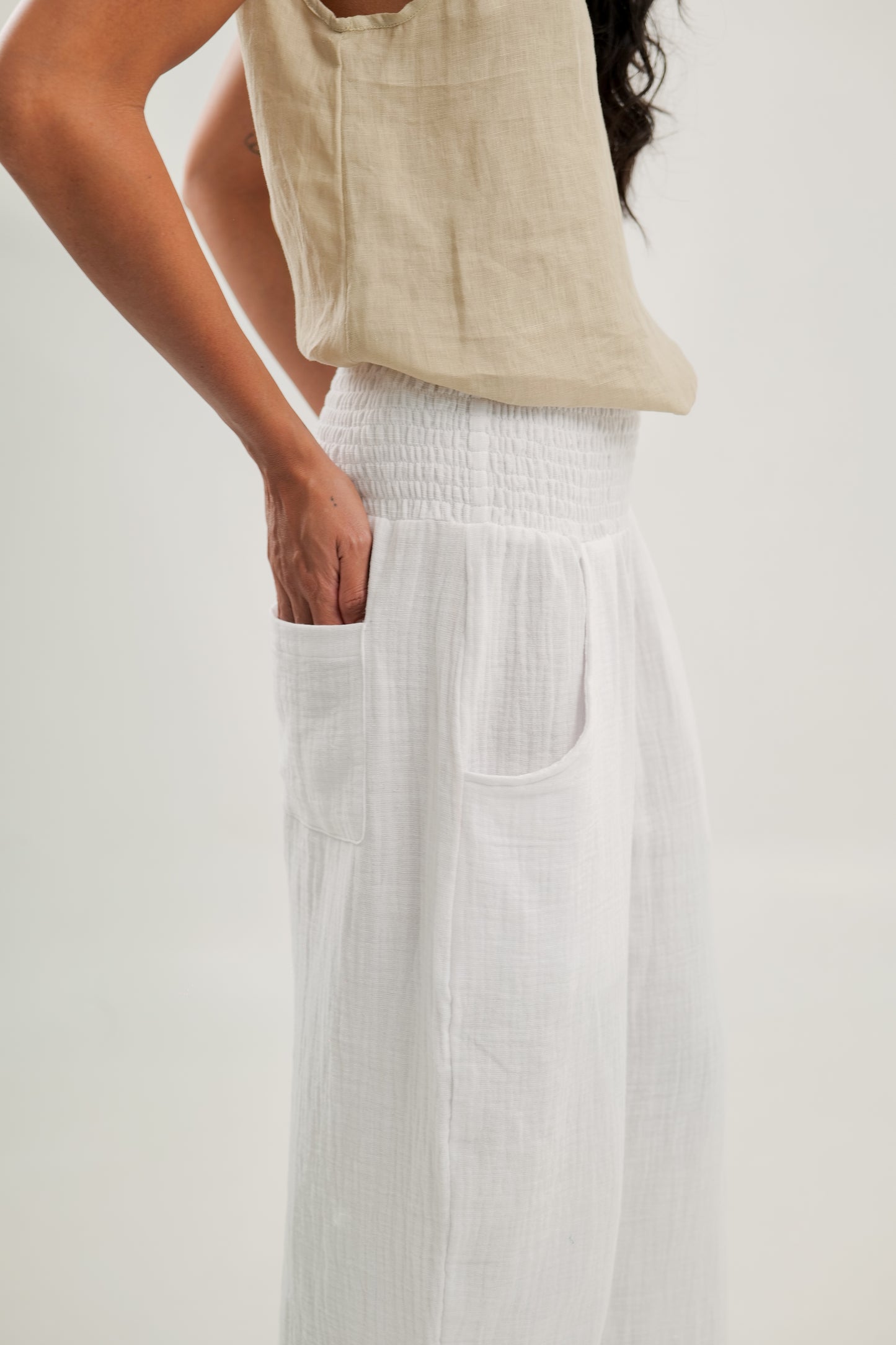 White Cotton Pant | Angie