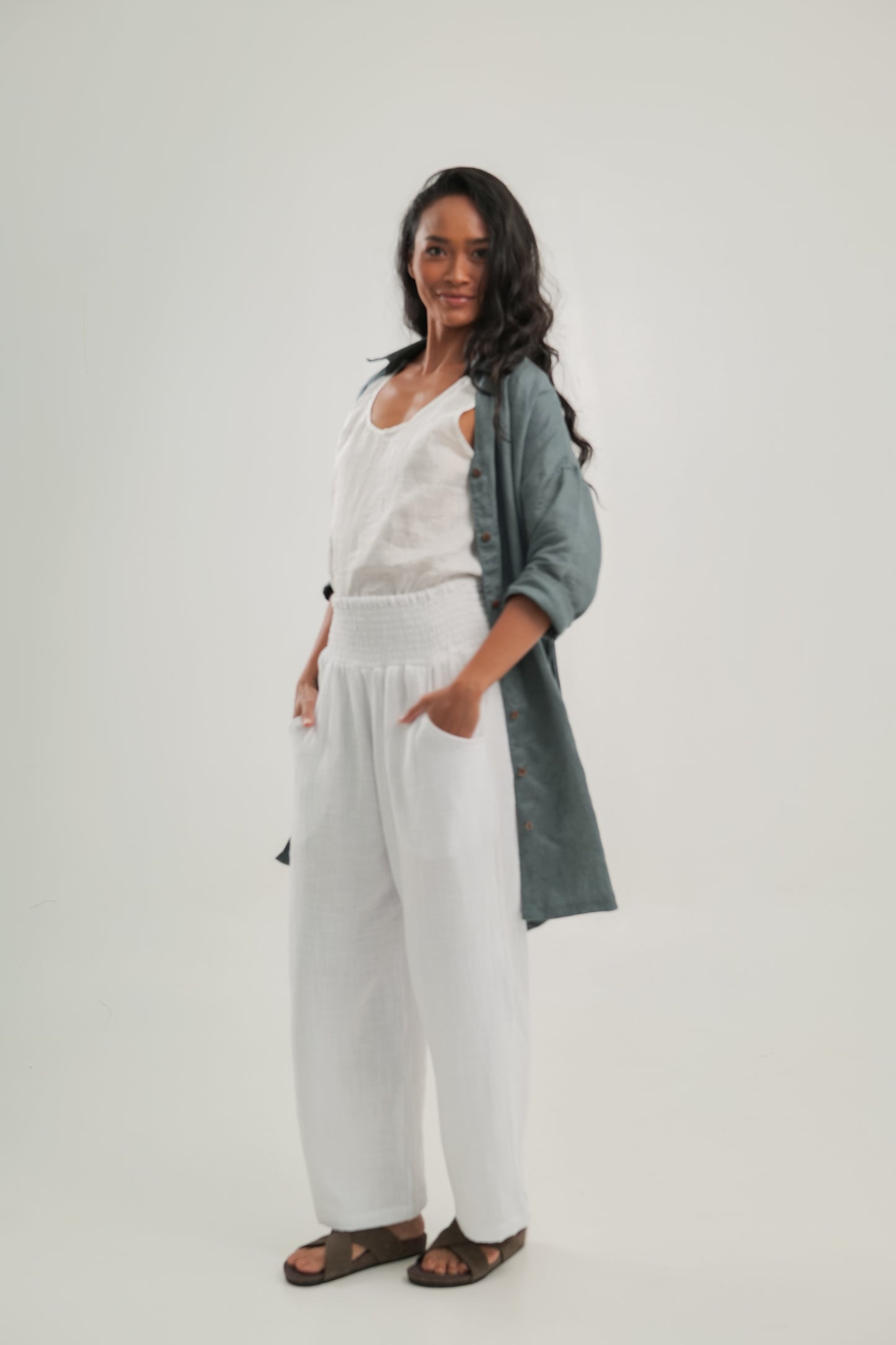 White Cotton Pant | Angie