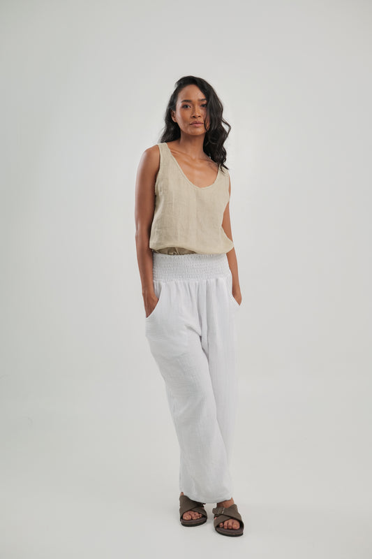 White Cotton Pant | Angie