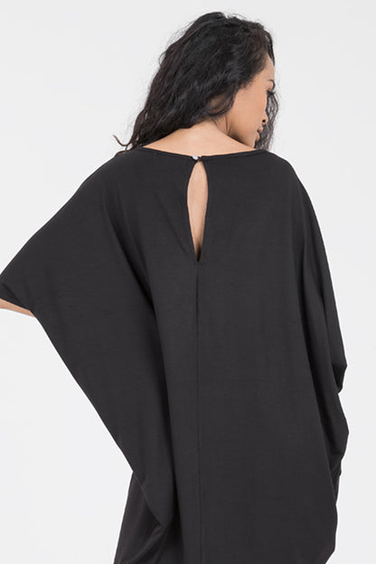 Black Jersey Loose Fitting Cocoon Dress