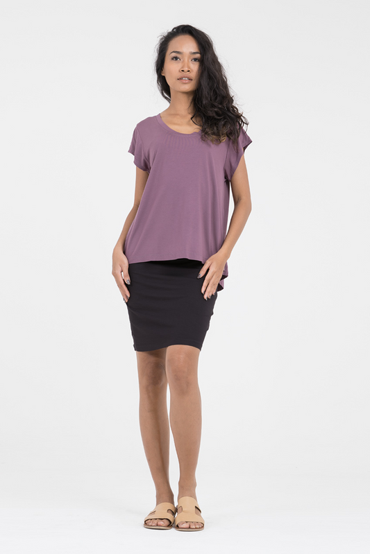 Greta Jersey Swing Top in Berry